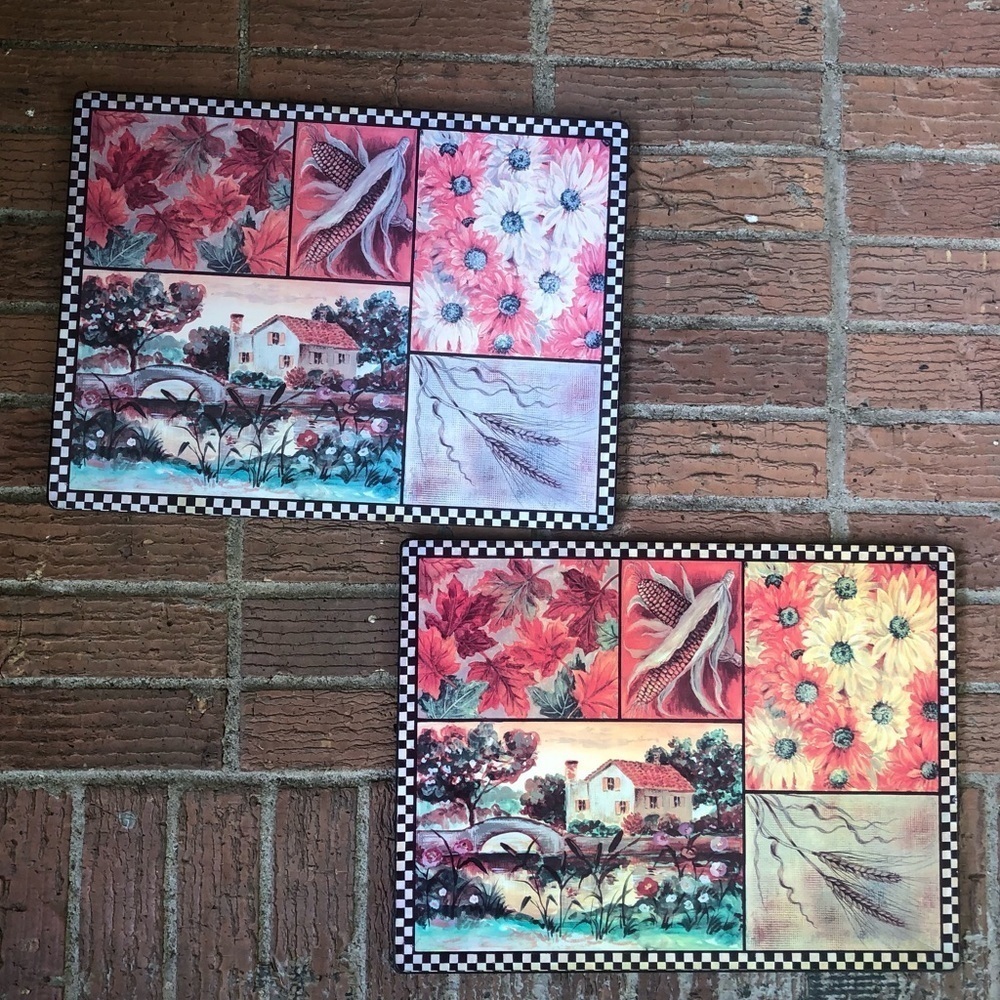 2 Pimpernel Fall Colors Cork Back Hard Placemats